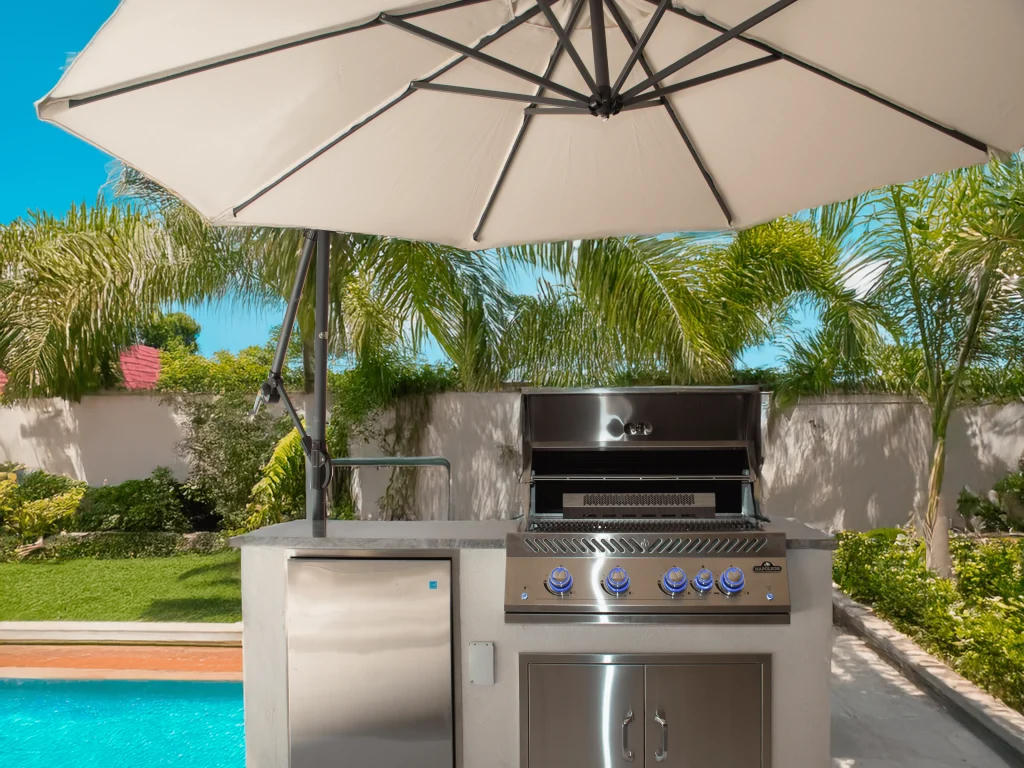 Outdoor kitchen and grill area